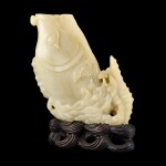 A jade 'carp' vase Qing dynasty | 清 玉鯉躍龍門瓶