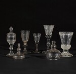 A group of cut and engraved goblets and drinking glasses, Various dates, late 17th and 18th centuries