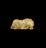 A jade animal-shaped plaque, Late Eastern Zhou - Western Han dynasty, 3rd - 2nd century BC | 東周末至西漢公元前三至二世紀 玉瑞獸珮飾