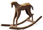  PAINTED AND CARVED OAK AND HORSEHAIR CHILD'S ROCKING HORSE, CIRCA 1900