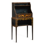 A REGENCY BLACK AND GOLD JAPANNED SMALL ETAGERE, FIRST HALF 19TH CENTURY