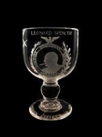 An engraved glass goblet celebrating The Honorary Citizenship of the United States of America was bestowed upon Winston Churchill in April 1963