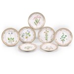 Five Royal Copenhagen Flora Danica small side plates and two small deep side plates similar, 20th century
