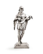 A silver presentation statuette of a medieval minstrel, Goldsmiths & Silversmiths Co. Ltd., London, 1928,