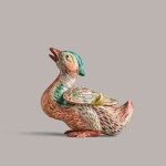 A rare polychrome 'Mandarin Duck' censer and cover Ming dynasty, Wanli period | 明萬曆 彩繪鴛鴦形香爐