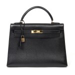 HERMÈS | BLACK ARDENNES KELLY SELLIER 32 WITH GOLD HARDWARE