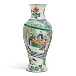 A famille-verte baluster vase, Qing dynasty, Kangxi period | 清康熙 五彩人物故事圖瓶