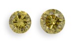 A Pair of Fancy Vivid Yellow Diamonds Each Weighing 1.01 Carats, SI2 Clarity