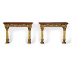 A Pair of Italian Neoclassical Carved and Giltwood Console D'Appliques, Circa 1790