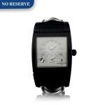 REFERENCE UNO/DF A BLACK COATED STAINLESS STEEL DUAL TIME RECTANGULAR WRISTWATCH, CIRCA 2010