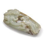 An archaistic pale green jade 'chilong' pendant, 17th / 18th Century