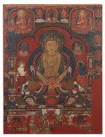 A rare thangka depicting Amitayus West Tibet, ca. 15th century | 西藏西 約十五世紀 無量壽佛唐卡 設色布本