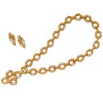 Gold and Diamond 'Chevalerie' Necklace-Bracelet Combination and Pair of Earclips