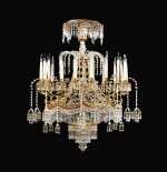 A neoclassical style gilt brass and cut-glass chandelier 