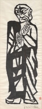 Munakata Shiko (1903-1975) | Two sumizuri-e from the series Ten Great Disciples of the Buddha (Shaka judai deshi) | Showa period, 20th century