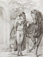 A gentleman standing beside his horse