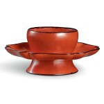 A LOBED CINNABAR LACQUER CUP STAND SONG DYNASTY | 宋 朱漆葵式盞托