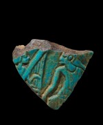 An Egyptian Turquoise Faience Fragment from a Vessel, 3rd Intermediate Period, 1075-716 B.C.