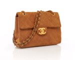 Light brown suede leather with gold-tone metal classic shoulder bag