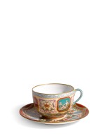 A porcelain cup and saucer from the Raphael service, Imperial Porcelain Factory, St Petersburg, 1893 and 1901