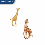 Tiffany & Co. and Cartier | Two Gold and Gem-Set 'Giraffe' Brooches