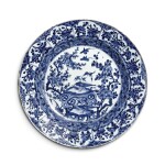 A blue and white 'bird and flower' charger, Qing dynasty, Kangxi period | 清康熙 青花花鳥紋大盤