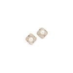 PAIR OF CULTURED PEARL AND DIAMOND EARCLIPS, SCHLUMBERGER FOR TIFFANY & CO.