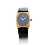 REFERENCE 37073 A YELLOW GOLD OVAL WRISTWATCH WITH LAPIS LAZULI DIAL, CIRCA 1980