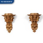 A Pair of Louis XV Giltwood Wall Brackets, One Mid-18th Century, the Other a Later Copy