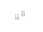 Pair of Diamond Ear Studs | 1.35及1.25克拉 方形 E色 鑽石 耳環一對
