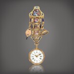 A gold and enamel repeating verge watch with chatelaine | Circa 1760