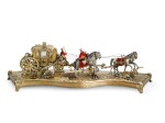 A Silver-Gilt, Enamel, and Gem-Set Carriage Group, Probably Hungarian, Mid 20th Century