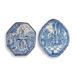 TWO DUTCH DELFT BLUE AND WHITE PLAQUES, EARLY 18TH CENTURY