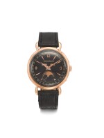 JAEGER-LECOULTRE | A PINK GOLD TRIPLE CALENDAR WRISTWATCH WITH MOON PHASES CIRCA 1945