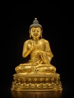 A large gilt-bronze figure of Dipankara Buddha, Qing dynasty, Kangxi period | 清康熙 銅鎏金燃燈佛坐像