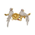 Van Cleef & Arpels | Gold, Ruby and Diamond Clip-Brooch 梵克雅寶 黃金鑲紅寶石及鑽石別針