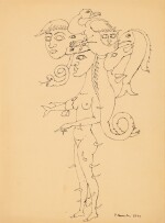 Femme à la coiffe (Variation originale autour du thème de la femme rose-croix), novembre 1944    