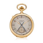 Retailed By Black, Starr & Gorham & Spaulding & Co.: A yellow gold split seconds chronograph open faced watch, Made in 1904