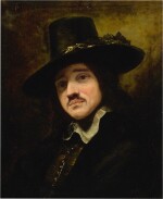 Portrait of a man in a black hat, bust-length