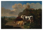 Sold Without Reserve | DUTCH SCHOOL, 19TH CENTURY | A LANDSCAPE WITH CATTLE AND RUINS BEYOND