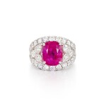 Pink Sapphire and Diamond Ring | 7.14克拉 天然「緬甸」未經加熱粉紅色剛玉 配 鑽石 戒指