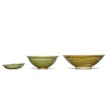 A group of three celadon-glazed bowls, Song dynasty 