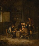 ADRIAEN JANSZ. VAN OSTADE | Peasants smoking and drinking in an inn