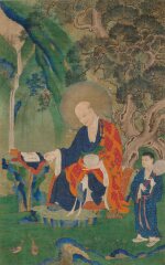 A painting of Pindola Bharadvaja, Tibet or China, 15th century