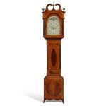 A Federal Inlaid and Figured Mahogany Tall Case Clock, Case attributed to Oliver Parsell (1757-1818), works attributed to Isaac Brokaw (1746-1826), New Brunswick, New Jersey, Circa 1810 