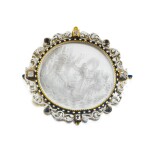 A gem-set gold-mounted rock-crystal Renaissance Revival pendant, Probably French, mid 19th century