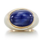 Sapphire and agate ring, 1980s