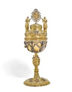 A German silver-gilt, enamel and gold mounted gem set Ciborium, unmarked, early 17th century