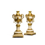 A pair of Louis XVI white marble and gilt-bronze cassolettes, late 18th/early 19th century