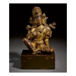 A GILT COPPER FIGURE OF INDRA,  NEPAL, 15TH CENTURY